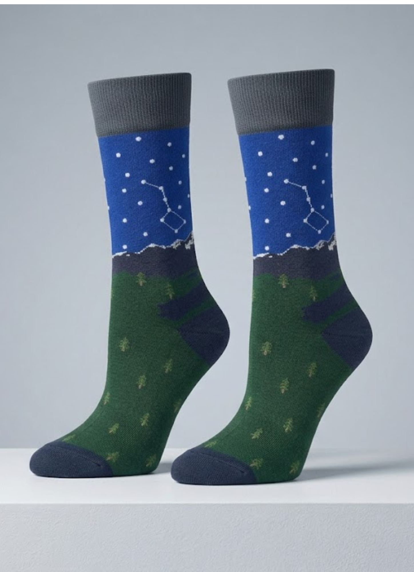 Rockies night sky Canadian design socks by Wall and Fair