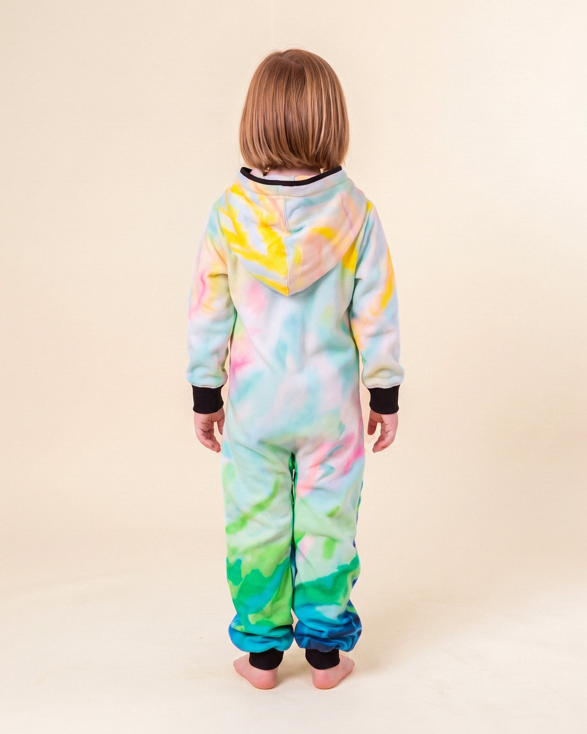 Canvas Art Kids 2.0, watercolour artist print kids onesie, Julie Amlin collaboration, back view | Unichill kids onesie designed in Calgary