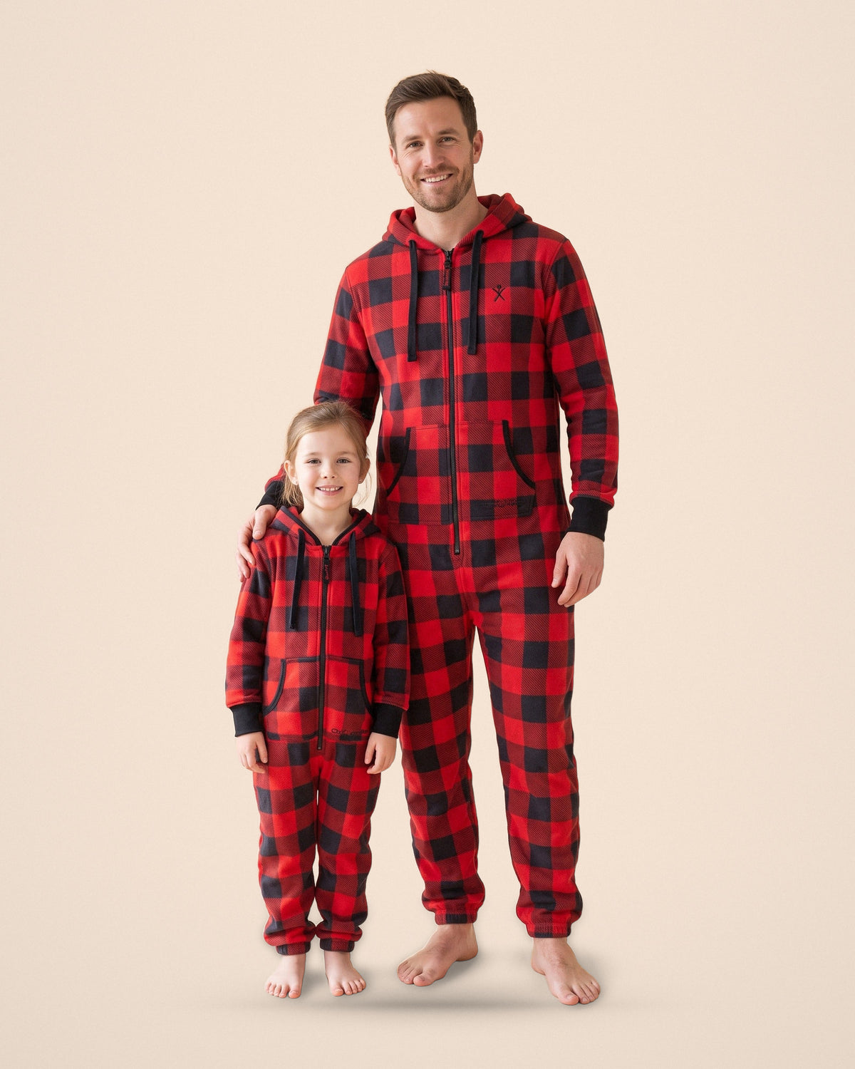 Matching Buffalo Plaid onesies for a parent and child | Unichill kids onesie designed in Calgary