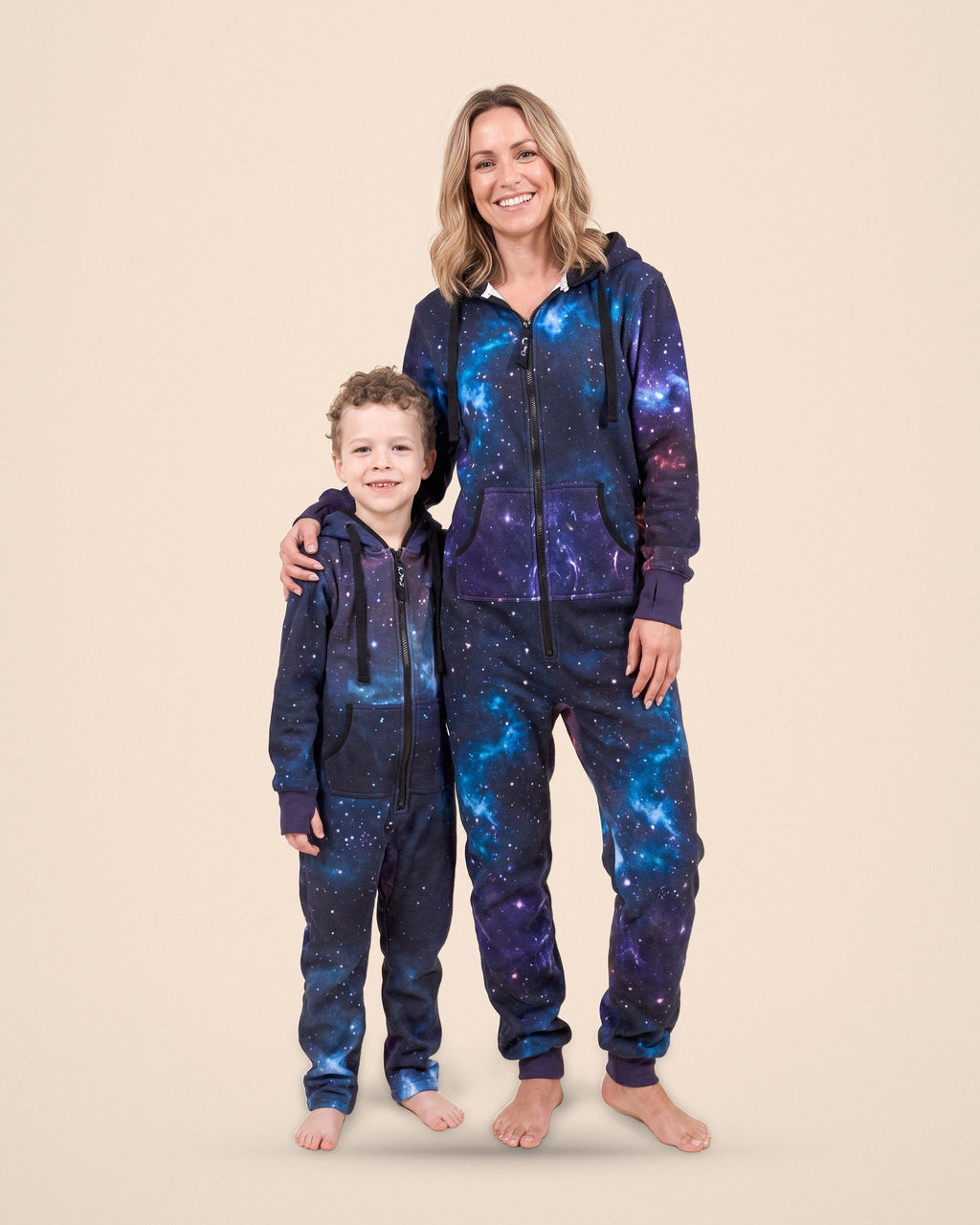 Matching Galaxy onesies for a parent and child | Unichill kids onesie designed in Calgary