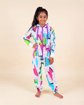 Retro 86' Kids, retro eighties print kids onesie, front view | Unichill kids onesie designed in Calgary